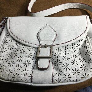 White leather handbag